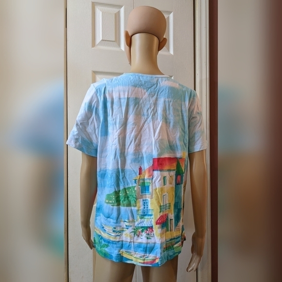 Pre-owned Alfred dunner graphic summer women's shirt size small, T3W - Picture 2 of 3
